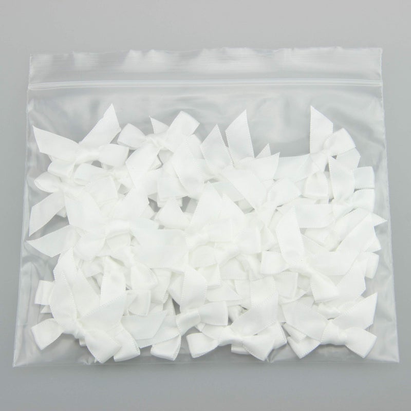 7Rainbows 50pcs Boutique Mini White Satin Ribbon Bows Appliques DIY Craft for Sewing Scrapbooking Wedding and Gift - Image 3